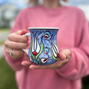 Hand Painted Floral Ceramic Mug - 8oz