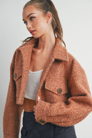 Plaid Pocket Fall Shacket - Rust