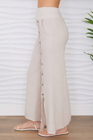 Linen Button Down Wide Leg Pant
