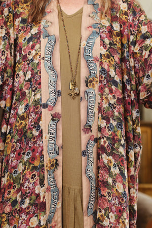 Art of Life Opera Duster Kimono Robe - Flower Palette Print