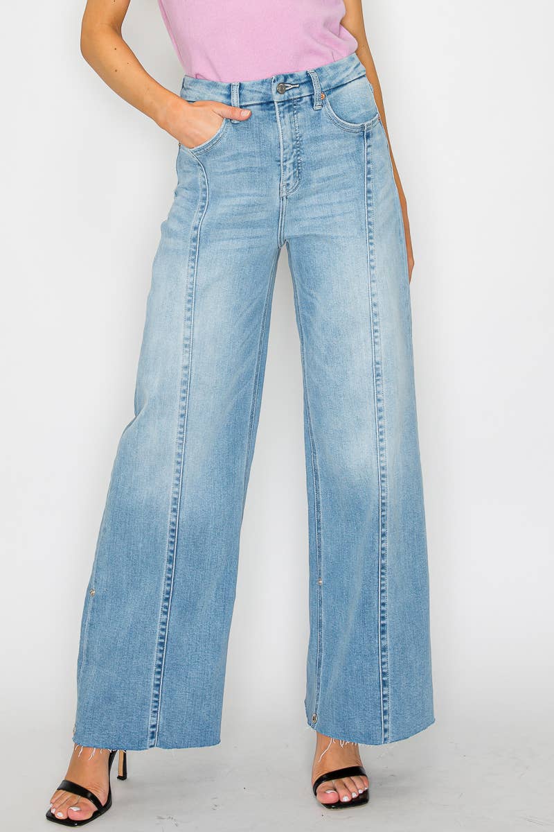 Adjustable Inseam Mid-Rise Wide Leg Jeans