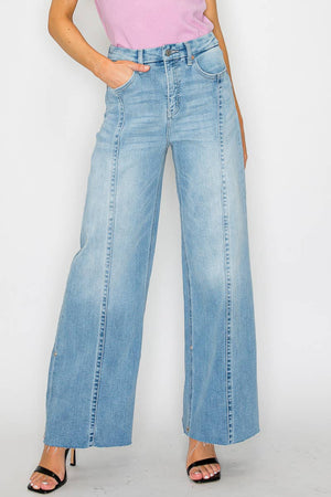 Adjustable Inseam Mid-Rise Wide Leg Jeans