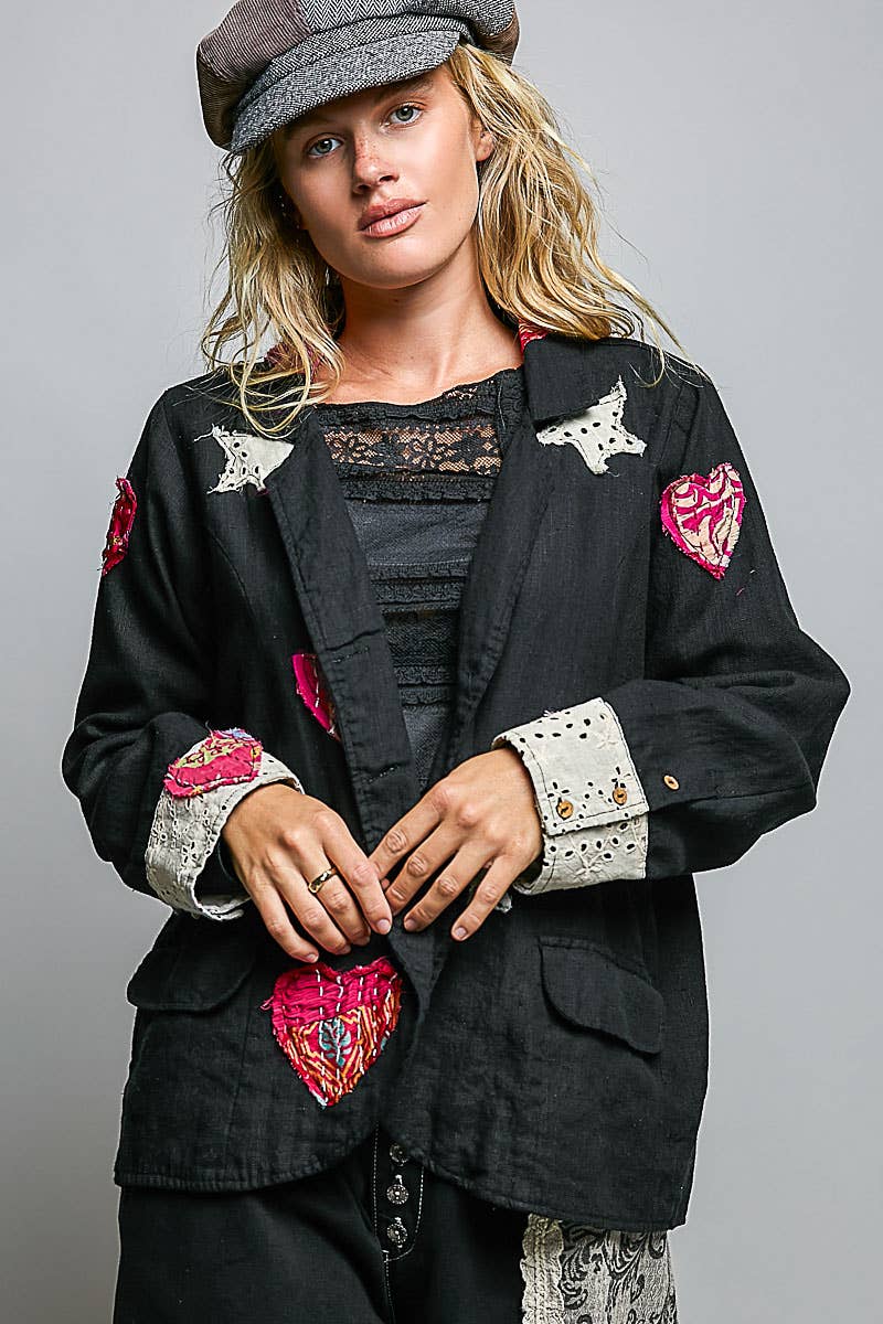 Star & Heart Appliqué Relaxed Blazer