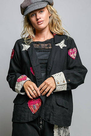 Star & Heart Appliqué Relaxed Blazer