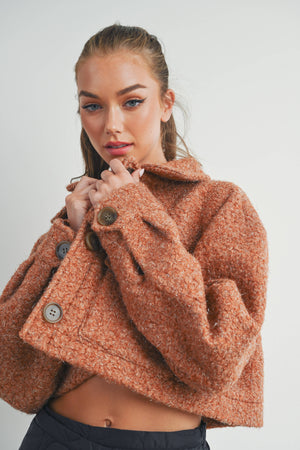 Plaid Pocket Fall Shacket - Rust