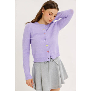 Soft Pastel Cardigan with Heart Buttons