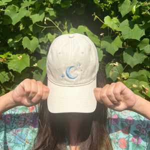 White Cotton Dad Hat - Chase Your Stars Cap