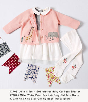 Animal Safari Embroidered Organic Baby Cardigan