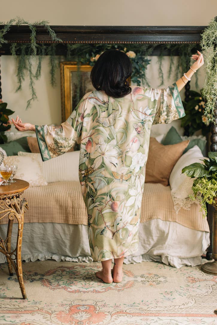 Fleur De Soleil Opera Duster Kimono Robe w/ Florals