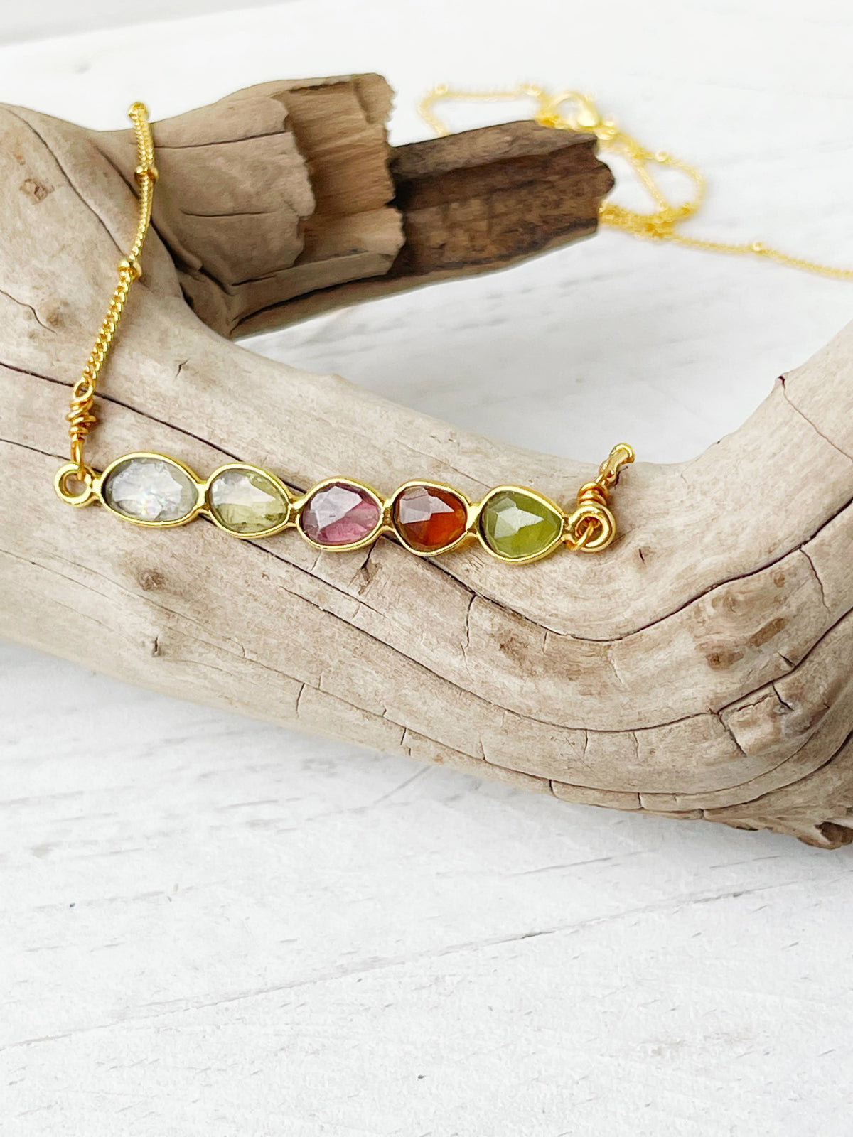 Watermelon Tourmaline Gemstone Necklace