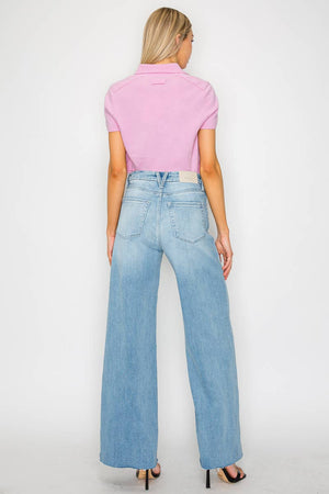 Adjustable Inseam Mid-Rise Wide Leg Jeans