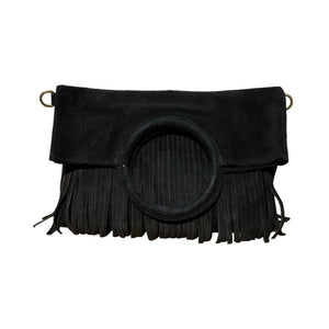 Boho Suede Fringe Wristlet