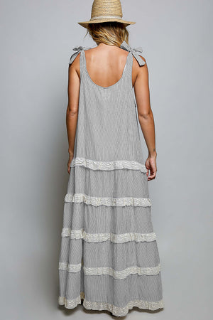 Shoulder Straps Striped Woven Maxi Dress