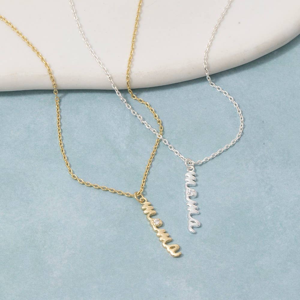14K Gold Dipped Mama Script Pendant Necklace