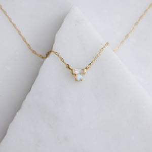 Mini CZ Opal Necklace - Gold Filled