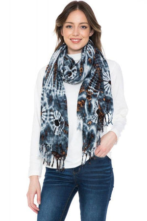 Deep Dyed Tie Dye Boho Hippie Bohemian Scarf