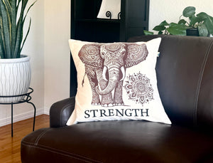 Elephant Strength Throw Pillow - Survivor Made