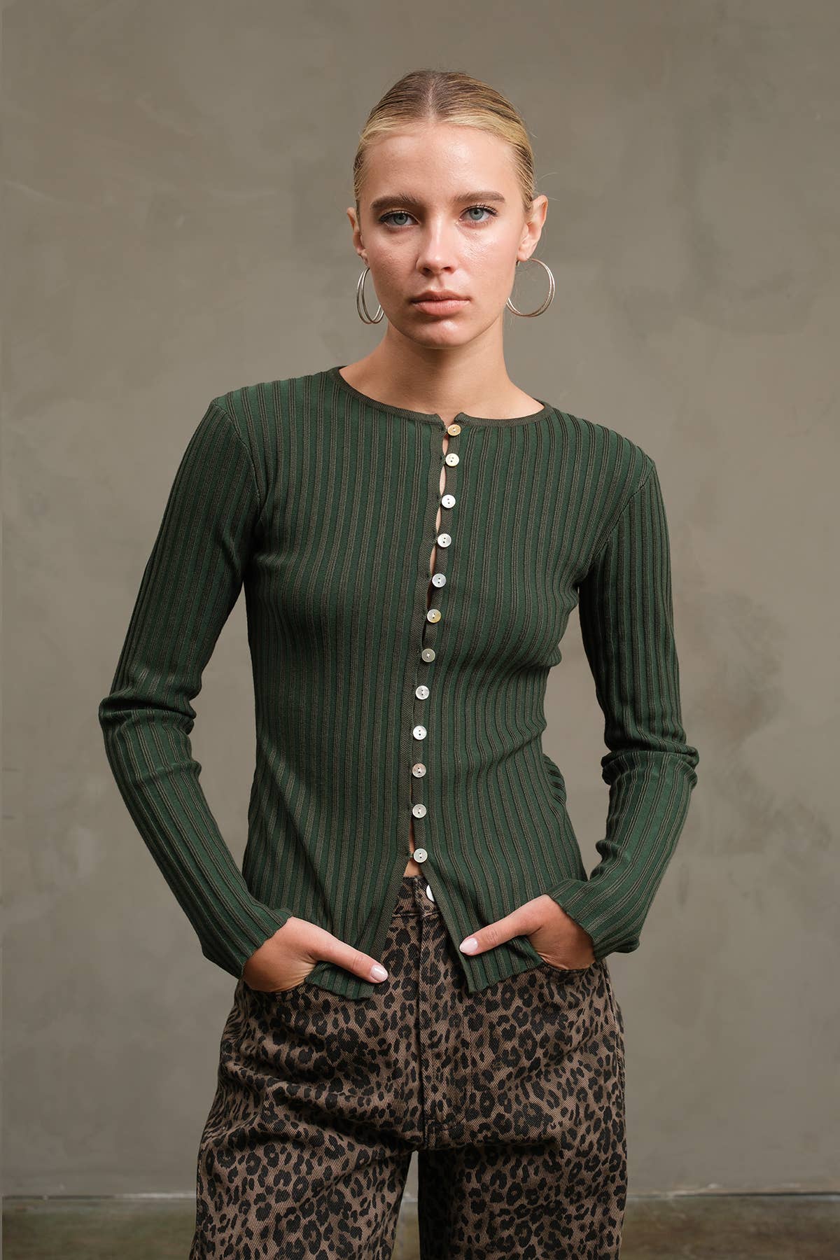 Slim Fit Knit Button Top