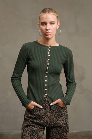 Slim Fit Knit Button Top