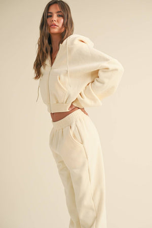 Cozy Fleece Oversized Crop Full Zip Hoodie