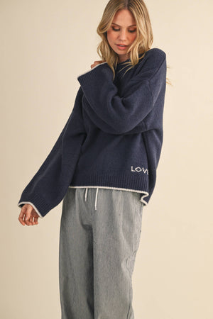 Navy Love Sweater