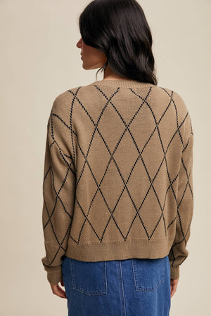 Argyle Bow Detail Knit Cardigan