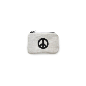 Peace Sign Blockprint Cotton Canvas Coin Purse