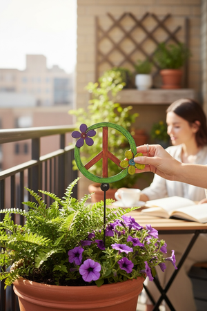 Peace Sign and Flower Plant Stakes