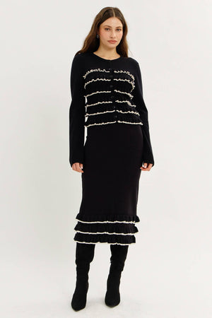 Bold Tiered Ruffle Sweater Cardigan