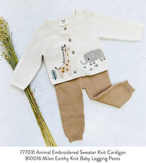 Animal Safari Embroidered Organic Baby Cardigan