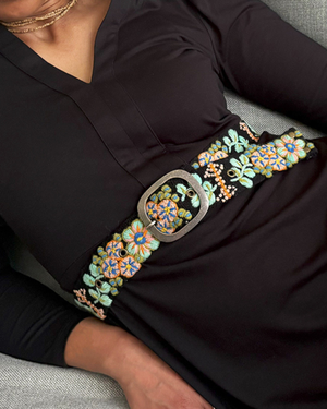Southwest Walkabout Embroidered Wool Belt