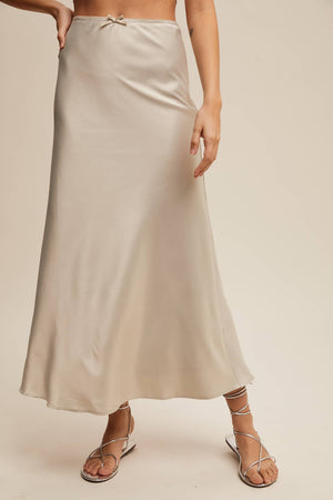 Satin Midi Slip Skirt
