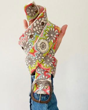 Flower Power Embroidered Wool Belt