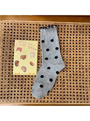 Rufia - Playful Dot Frill Edge Crew Socks