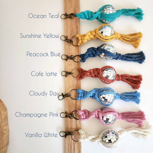 Macrame Disco Ball Keychain Charm