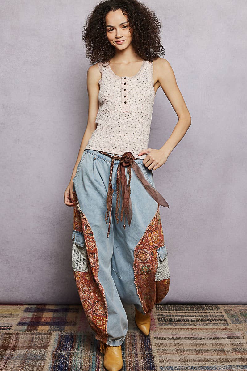 Rosette Accent Tassel Detail Layered Tie Belt
