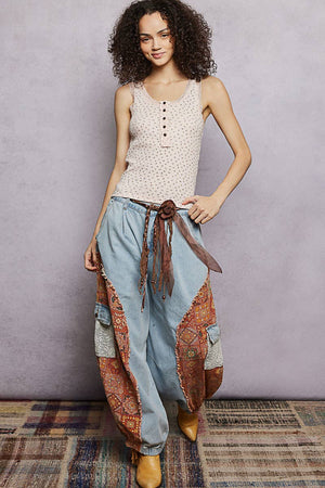 Rosette Accent Tassel Detail Layered Tie Belt