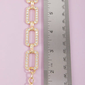 Pave Crystal Rectangle Link Chain Belt