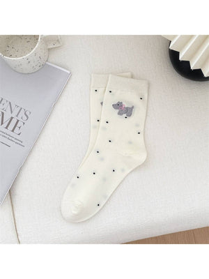 Rufia - Cute Dog Pattern Knit Crew Socks