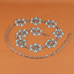 Turquoise Floral Concho Chain Belt