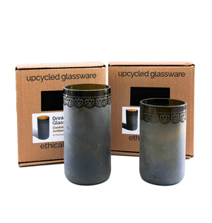 Handcrafted Upcycled Glass Tumblers, Set of 2