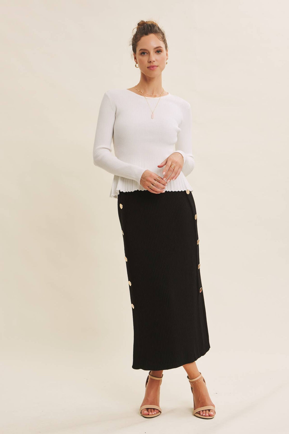 Ribbed Peplum Sweater Top