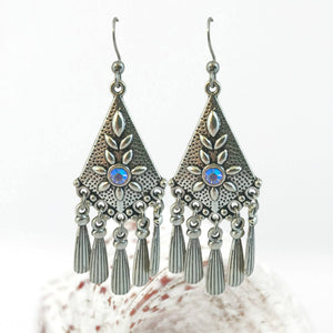 Silver Boho Tassel  Earrings