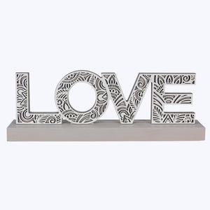 Wood Love Word Cutout Tabletop Clock