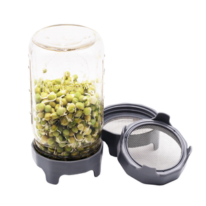 Rust Proof Sprouting Lid with Built-In Stand for Wide Mouth Mason Jars