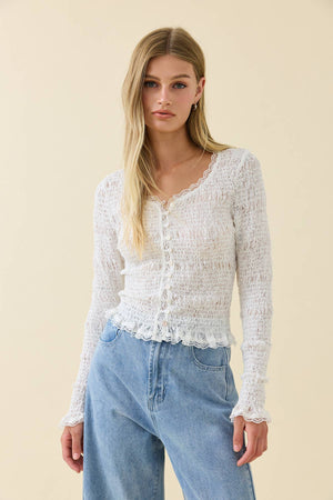 Romantic Smocked Knit Butto