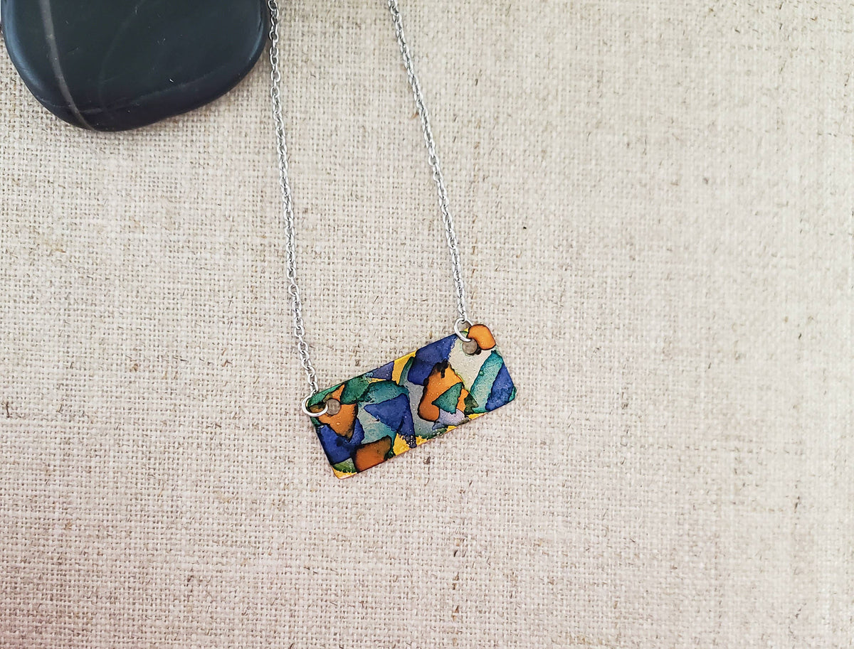 Copper & Stainless Steel Bar Necklace