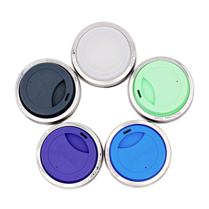 Silicone Drinking Lid with Stainless Steel Band for Mason Jars