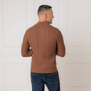 Organic Mock Neck Cable Sweater