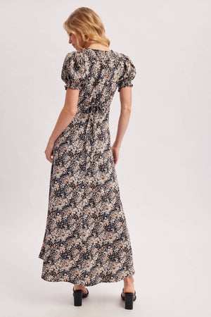Floral Print Surplice Maxi Dress
